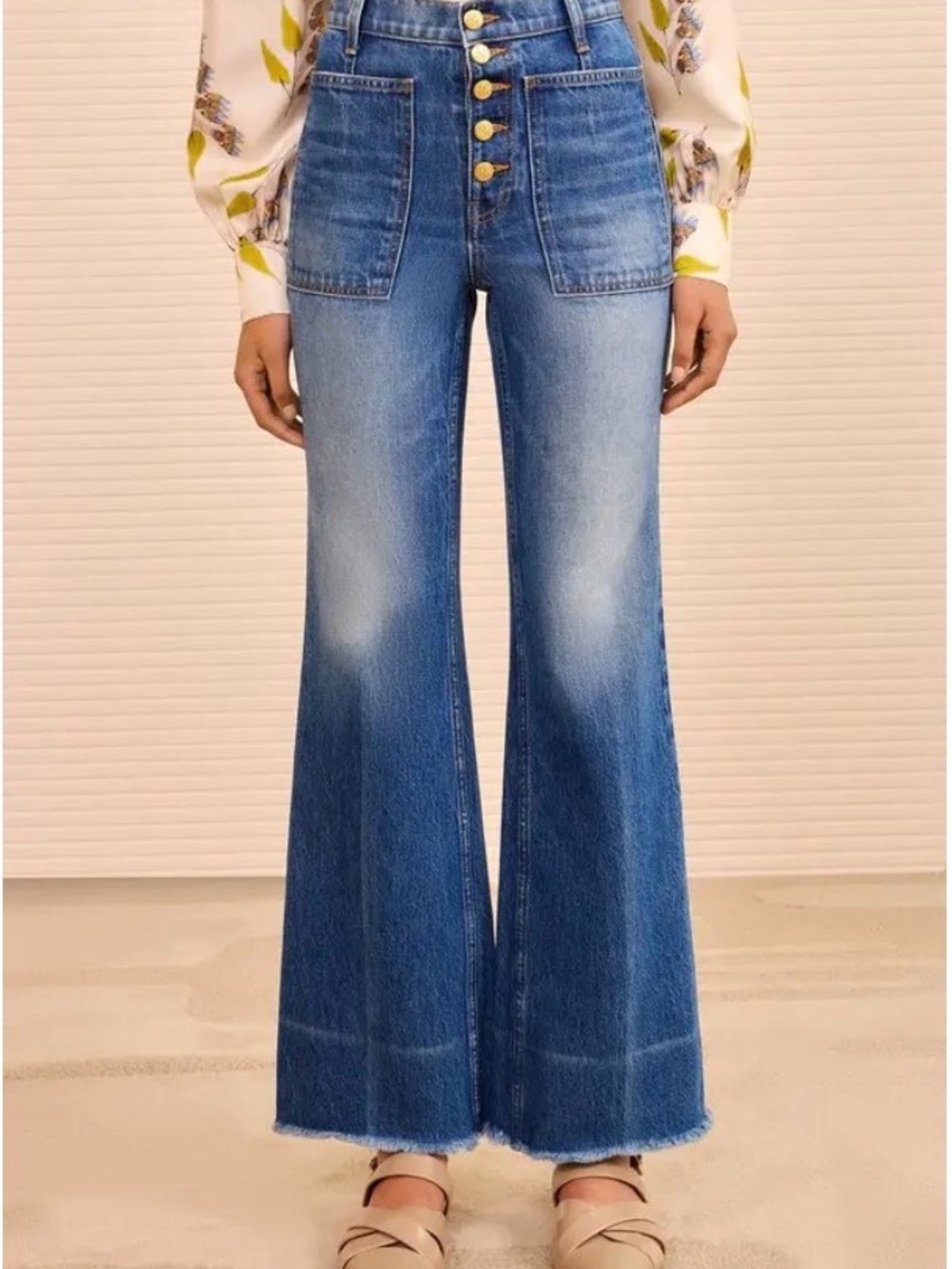 Ulla Johnson The Lou High Rise Kick Flare Fray Jeans